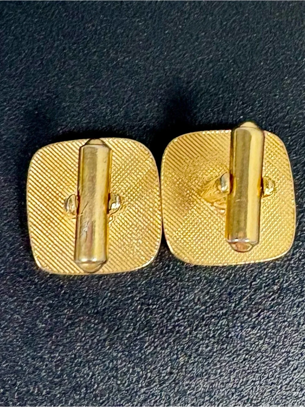 Yves Saint Laurent Vintage Cufflinks, Deep Red Enamel with Gold Trim
